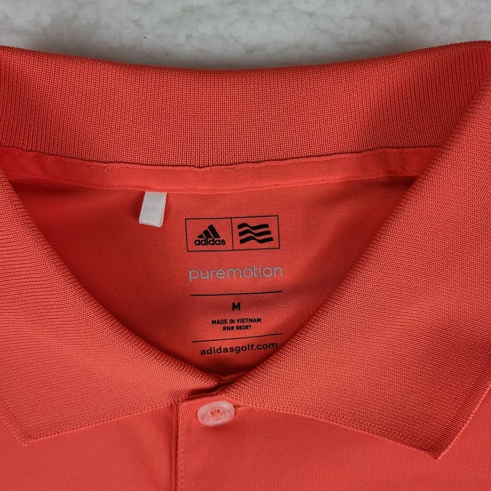 Adidas Polo Shirt Mens Medium Light Red Performance Golf‎ Pure Motion